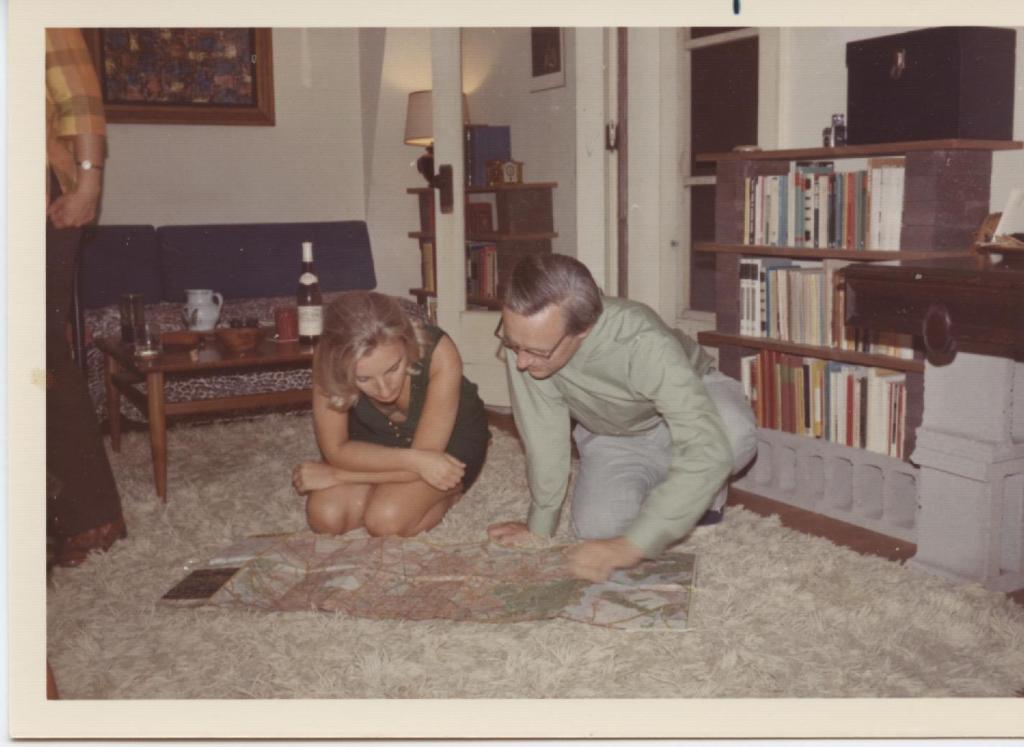 Helen and Jost Hermand studying a map of Berlin in 1973, before Helen first met Heiner Müller