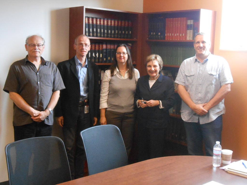 John Davidson, Helen, Sylvia Fischer, unknown reader from Biology, and Bernd Fischer at Sylvia’s dissertation defense, 2014